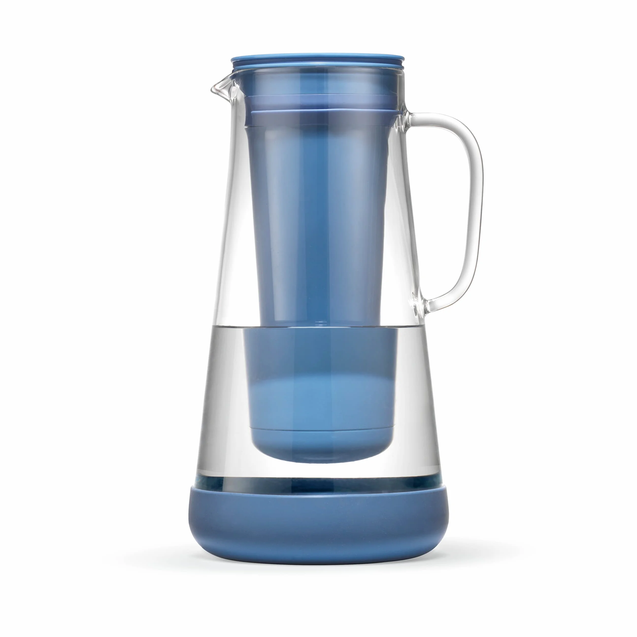 LifeStraw Home Wasserfilter-Kanne aus Glas mit Silikonbasis; Bietet Schutz vor Bakterien, Parasiten, Mikroplastik, Blei, Quecksilber, PFAS und weiteren Chemikalien; 1,6 Liter, Stormy Blue (blau)