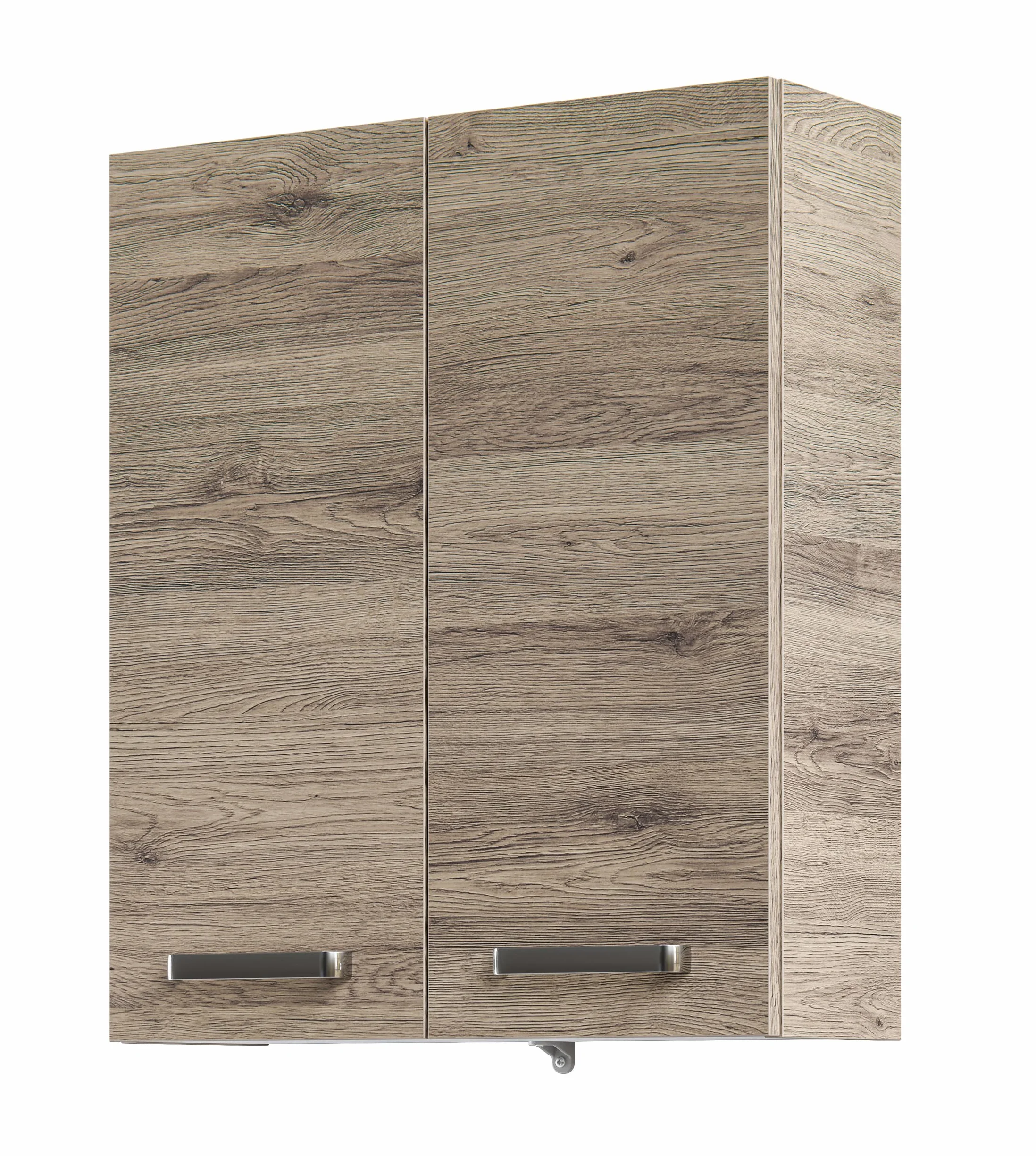 Pelipal Badezimmer Hängeschrank Quickset 313 in Sanremo Eiche Terra quer Nachbildung, 60 cm breit | Bad Wandschrank mit 2 Türen und 2 Einlegeböden