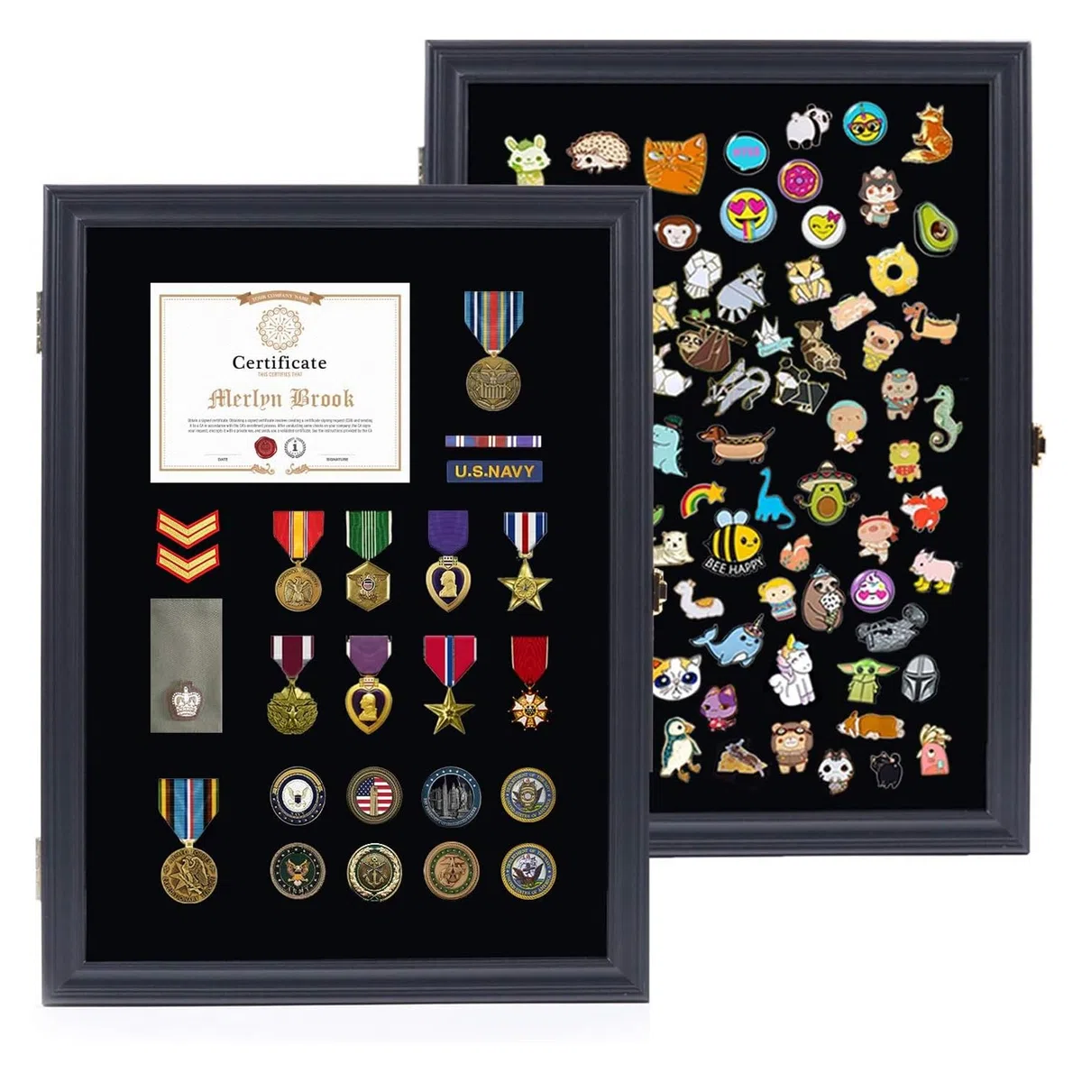 flybold Pin-Vitrine, Schwarz, 19 x 14 x 19 inches, 1.86 kg, Wandmontage, Kunststoffrahmen 17.5 x 12.5 inches