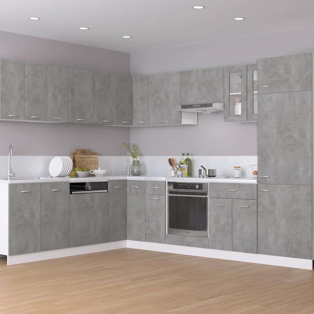 vidaXL Spülenunterschrank Küchenschrank Küchenzeile Küchenmöbel Unterschrank Küchenunterschrank Schrank Betongrau 80x46x81,5cm Holzwerkstoff