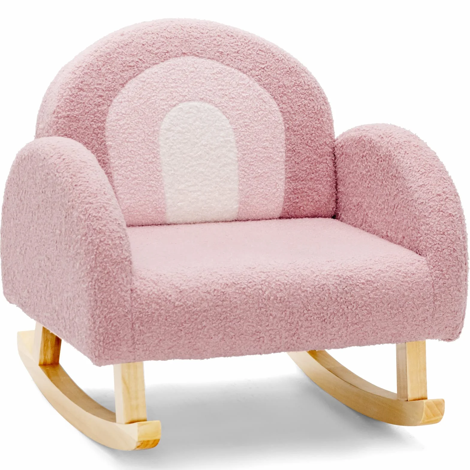 COSTWAY Kindersessel für Kleinkinder, gepolsterter Kindersofa Schaukelstuhl mit Massivholzbeinen, Schaukelsessel Kinderstuhl für Kinderzimmer, Spielzimmer & Kindergarten (Schaukelstuhl, Rosa)
