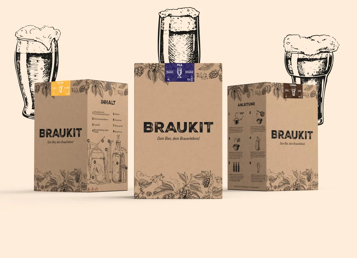 Braukit - Pils Bierbrauset mit 5L Gärflasche | Malzmischung, Hopfen, Hefe, Thermometer, Reiniger, Abfüller | Einfache Handhabung, Perfekt für Einsteiger | Geschenk für Männer
