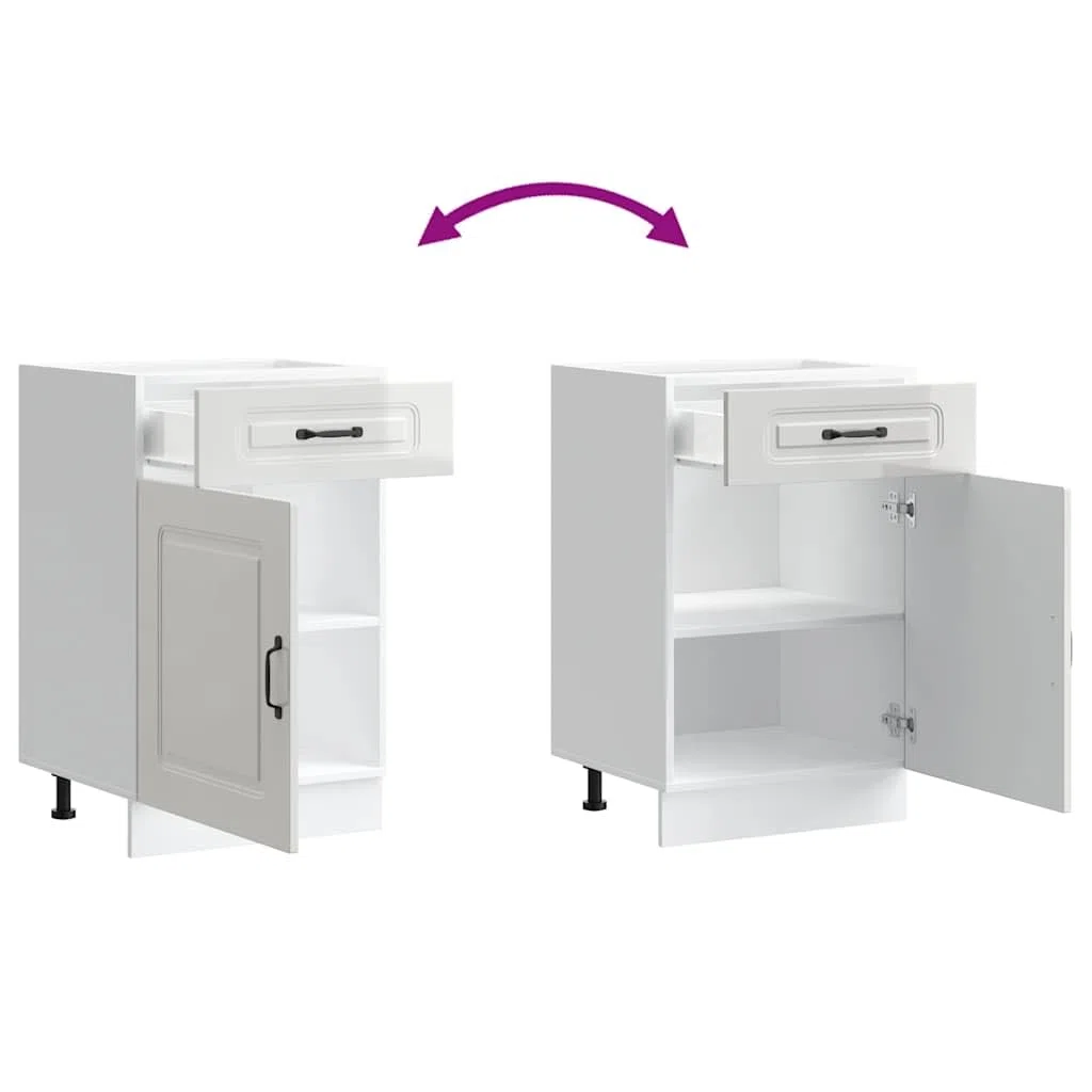 vidaXL Küchenunterschrank Kalmar Hochglanz-Weiß Holzwerkstoff, Spülenunterschrank, Schrank Küche, Lagerschrank, Unterschrank für Küche, Küchenzeile
