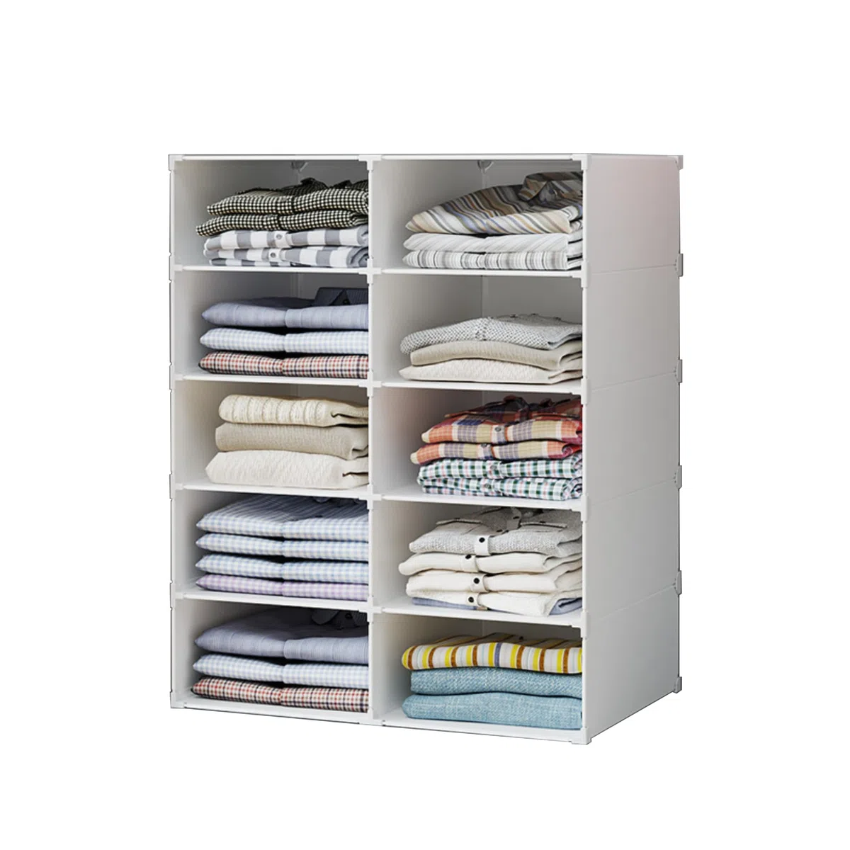 Modulares Regal, Kleiderorganizer für Schrank, Regal für Zimmer, Flur. Aufbewahrungsregal für Zuhause, Flur, Schlafzimmer. 10 Module