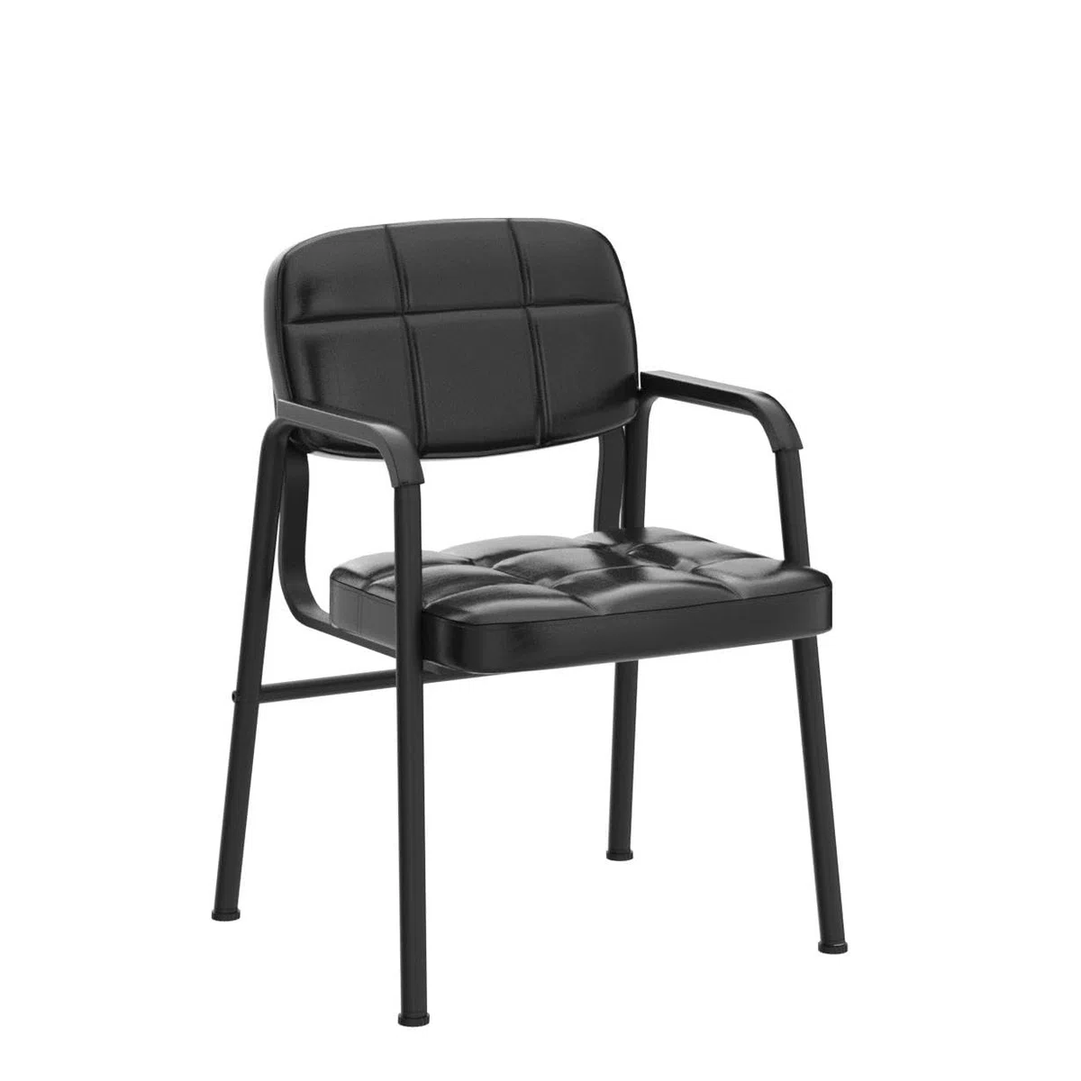 Yaheetech Besucherstühle Wartezimmerstühle Gästestühle mit Armlehne und Lehne, Konferenzraumstühle Wohnzimmerstuhl Polsterstuhl Esszimmerstuhl Kunstleder für Wohnzimmer, 2 Stück Schwarz