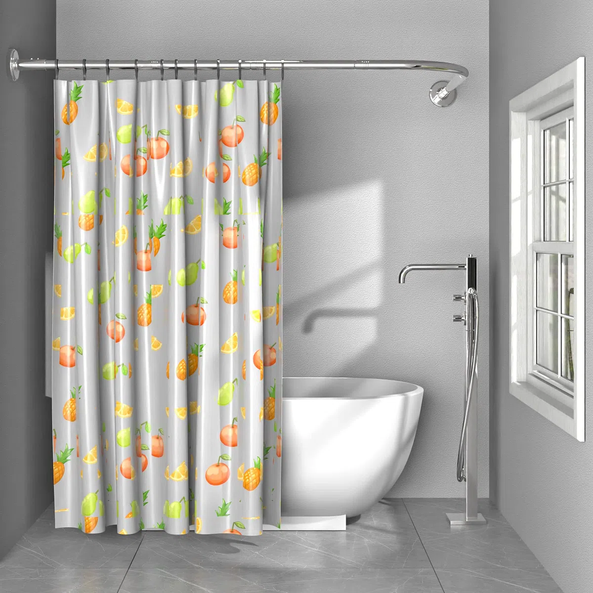 Duschvorhangstange L Form Bohren,Edelstahl Verstellbare Duschstange für Duschvorhang,Duschstange Ecke 75-170cm mit 24 Duschvorhangringe,Eckduschstange für Badezimmer Badewanne Umkleidekabine