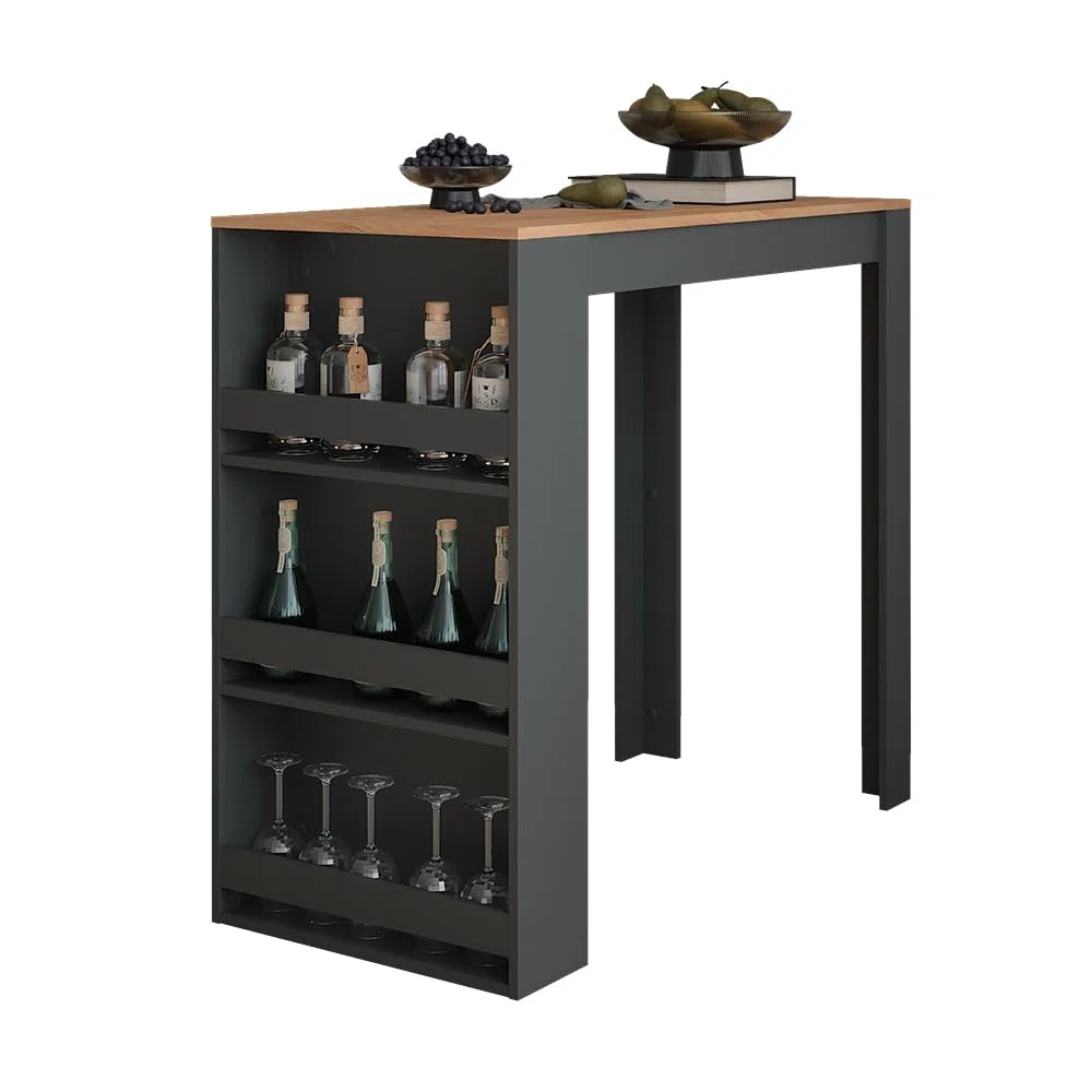 Vicco Bartisch Repose, Goldkraft Eiche/Anthrazit, 57 x 117 cm, als Stehtisch nutzbar für Küche oder Essbereich
