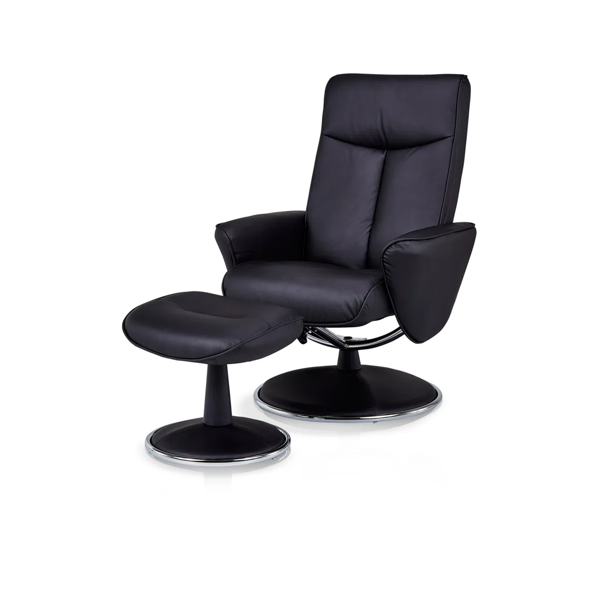 KHG Relaxsessel Schwarz Kunstleder mit Fußablage Relaxfunktion 82x104,5x110cm Sitzhöhe 46cm Sitzbreite 53,5cm