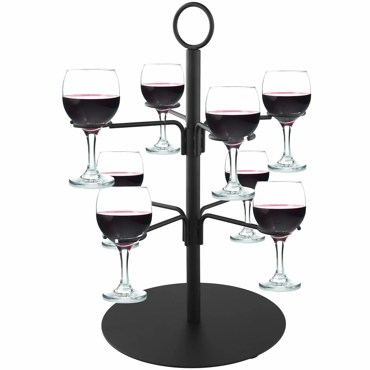 QWORK® Party Getränke Tower Servierbaum für Gin, Cocktail, Martini, Champagner, Wein -Weinglashalter für 8 Gläser