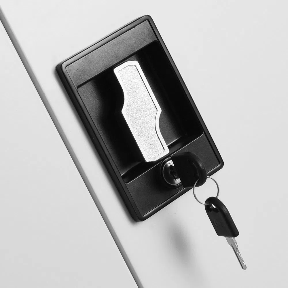 Panana Metall Büro Aktenschrank Hoher Speicher Schrank Dokument Fächer Abschließbare Doppeltüren Einstellbare Regale (Weiß, 3-Schicht)