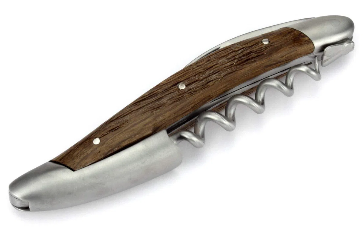 Forge de Laguiole Kellnermesser Sommelierbesteck - Griff fossile Mooreiche Morta - Edelstahl matt