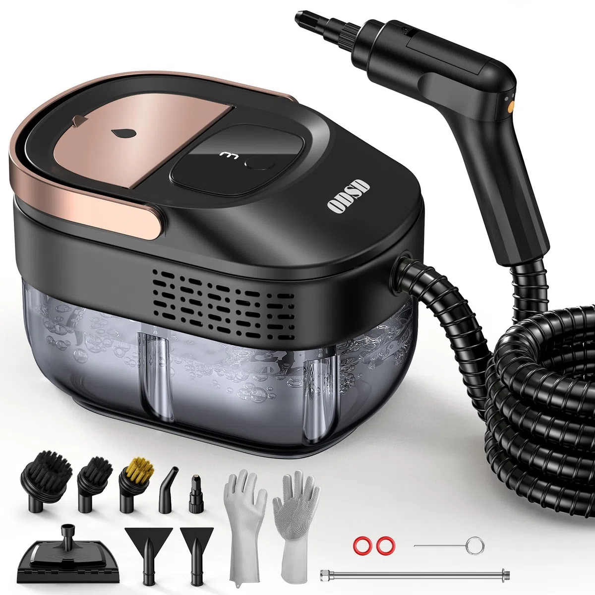 ODSD Dampfreiniger für Haushalt und Auto, 3-stufig einstellbarer Dampfreiniger, 15 Sekunden Aufheizzeit und 1,6 l großer Tank, Handdampfreiniger für Autos, Haushalt, Küche, Fenstern,Boden