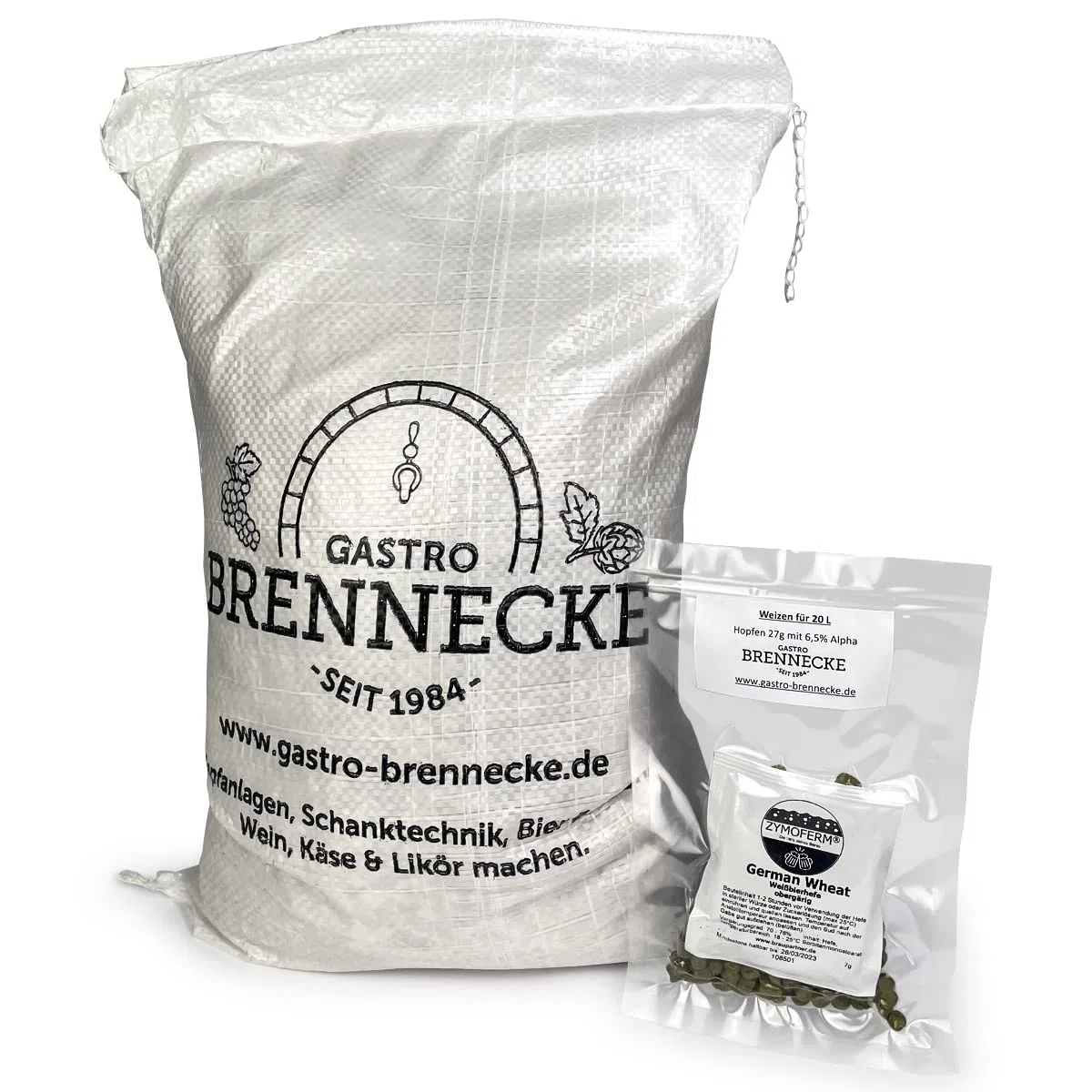 Malzmischung Weizen mit Hopfen und Bierhefe geschrotet oder ungeschrotet (50 Liter, geschrotet)