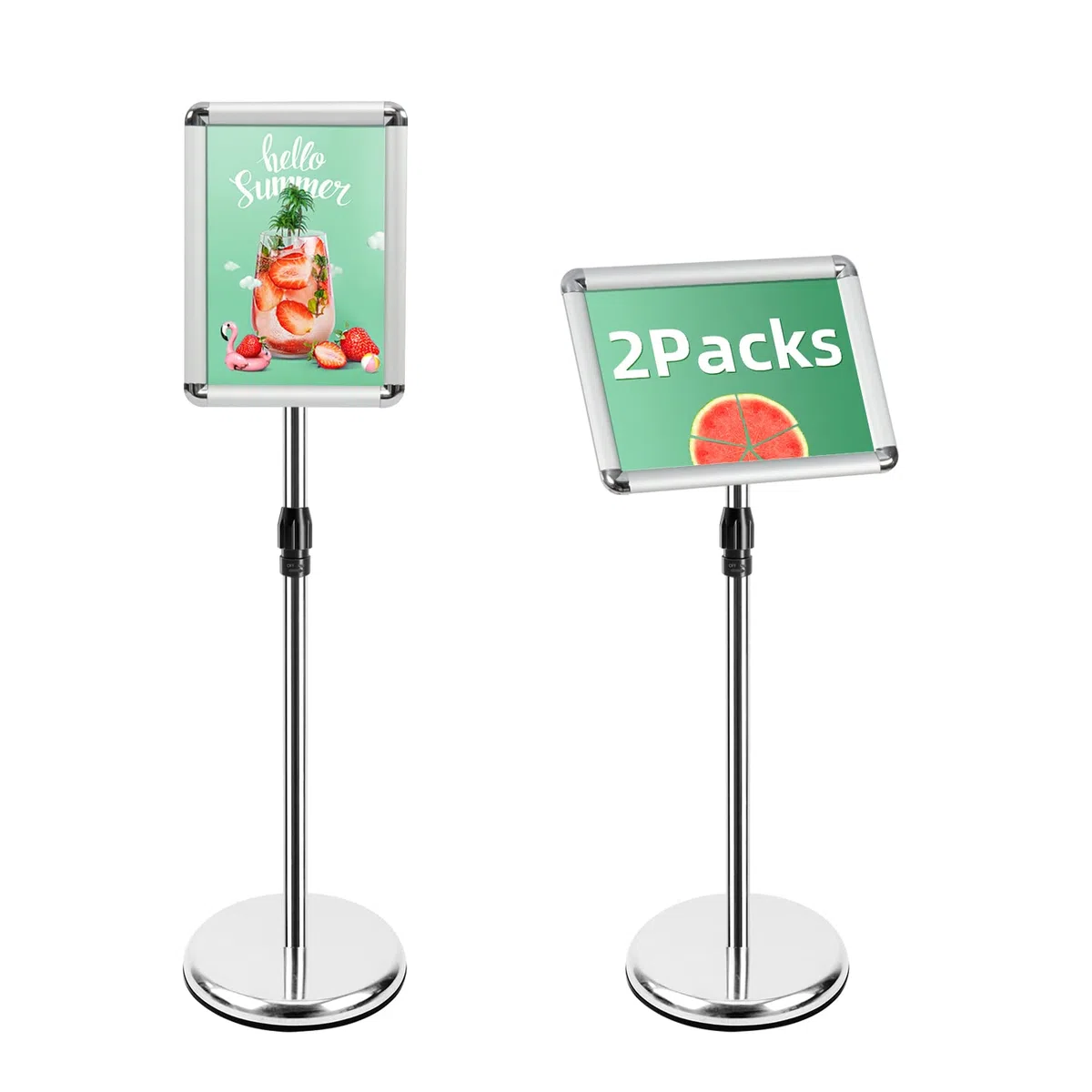 A4 Ständer Schilderhalter Display freistehende Schilder Aluminium Boden Poster Ständer für Informationen, Menüs, Hinweise, Silber, 2 Packungen