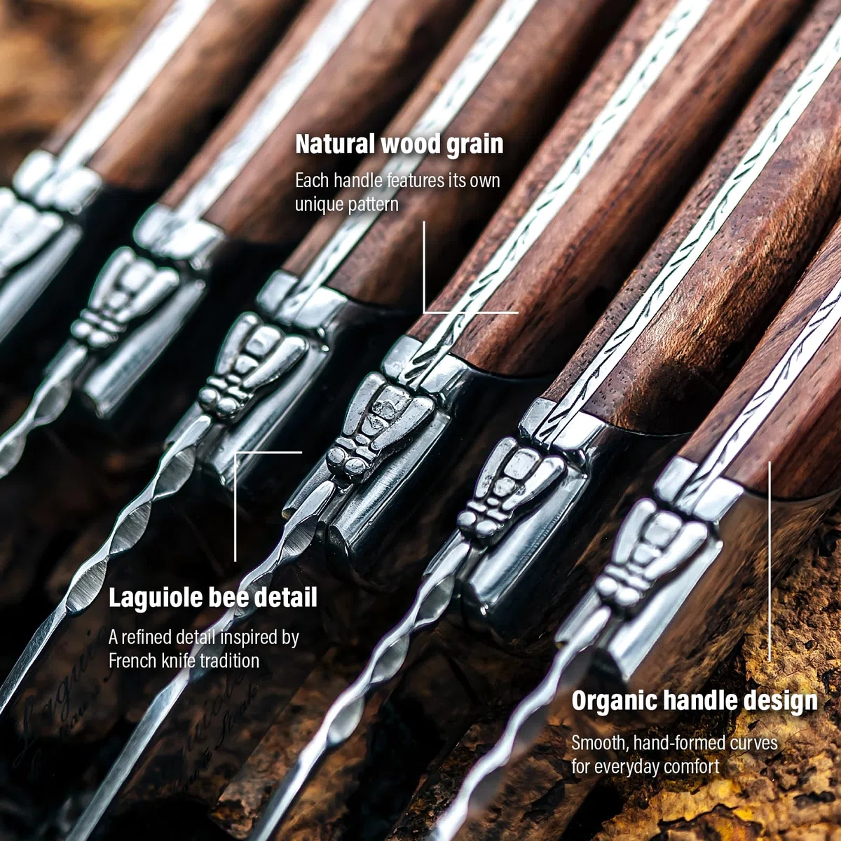 Laguiole Style de Vie Steakmesser Luxury Line, 6-teilig, Olivenholz