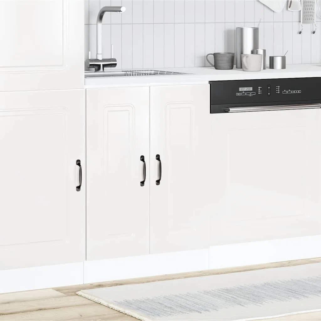 vidaXL Spülenunterschrank Kalmar Hochglanz-Weiß 60x46x81,5 cm, Küchenunterschrank, Unterschrank für Küche, Küchenzeile, Küchenschrank, Schrank Küche