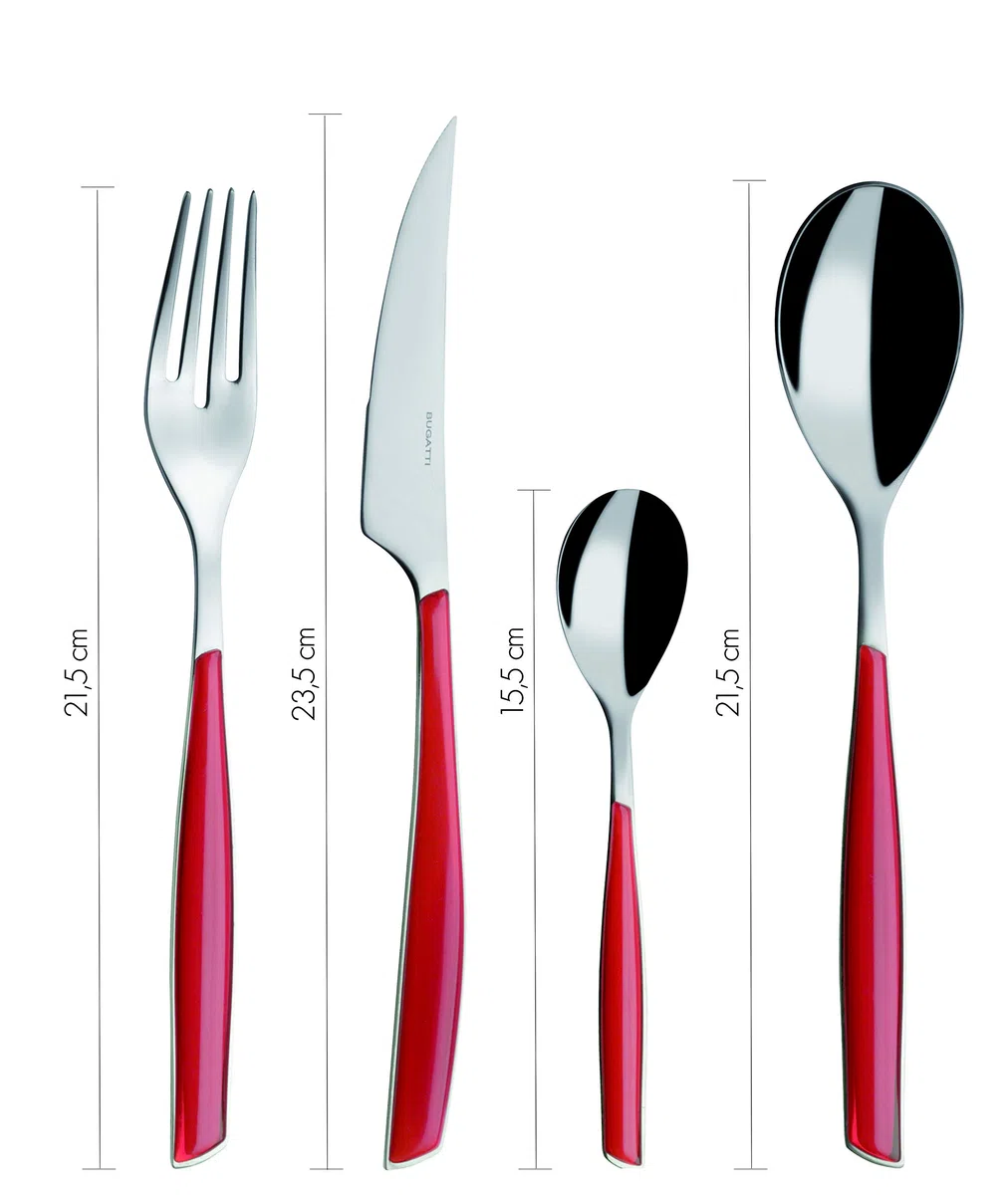 BUGATTI, Glamour, 24-teiliges Besteckset aus Edelstahl 18/10 und Griff Blue Night. 6-Personen-Besteckset bestehend aus 6 Löffeln, 6 Gabeln, 6 Messern und 6 Kaffeelöffeln
