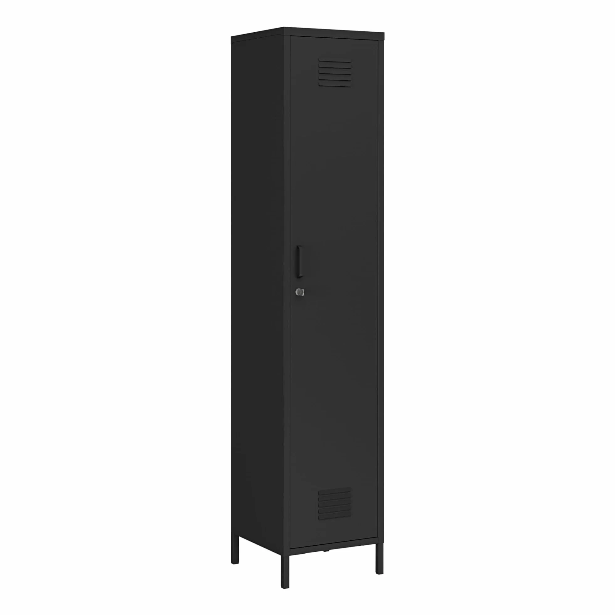 Kleiderschrank Seinäjoki Spind 180 x 38 x 38 cm Metallschrank abschließbar Stahl Schwarz