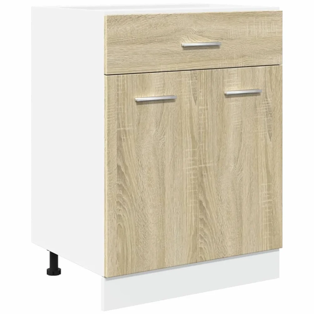 vidaXL Schubunterschrank Lyon Sonoma-Eiche 60x46x81,5 cm Holzwerkstoff, Küchenschrank, Gastronomieschrank, Gastro Möbel, Küchenmöbel, Aufbewahrungsschrank