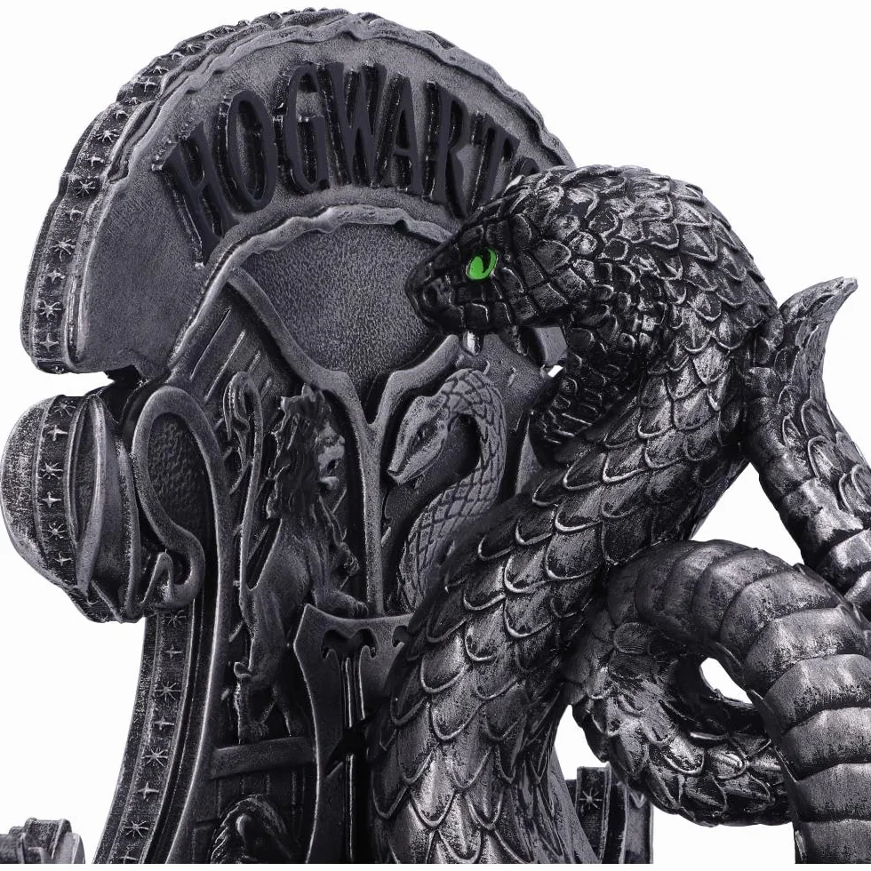 Nemesis Now Harry Potter Slytherin-Buchstütze, offizielles Lizenzprodukt, 20 cm, Kunstharz, Silber - Weihnachtsbaumanhänger