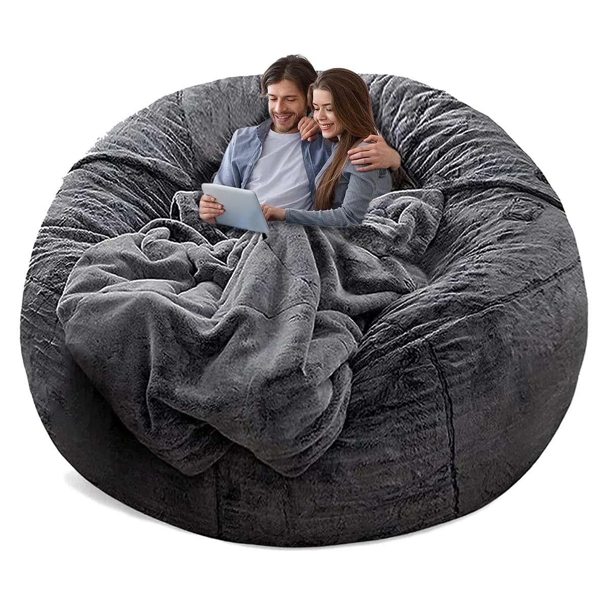 YudouTech Sitzsack Stuhl Abdeckung (nur Abdeckung, Keine Füllung),Großer runder weicher Flauschiger waschbarer Sitzsack Faulenzer-Sofa-Bettbezug für Erwachsene,Wohnzimmer Schlafzimmer Möbel Cover.