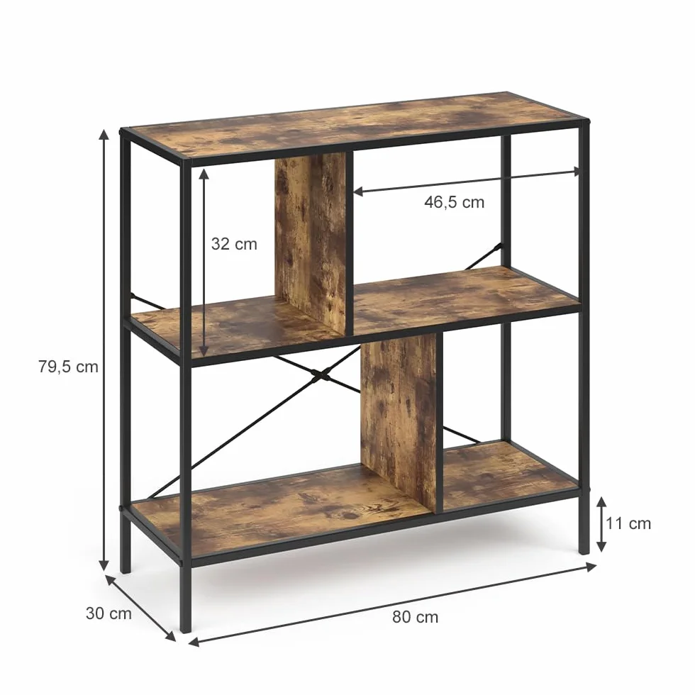 Vicco Loft Bücherregal Fyrk Wandregal Standregal Holz Regal Natur Aufbewahrung 79x80x30 Vintage