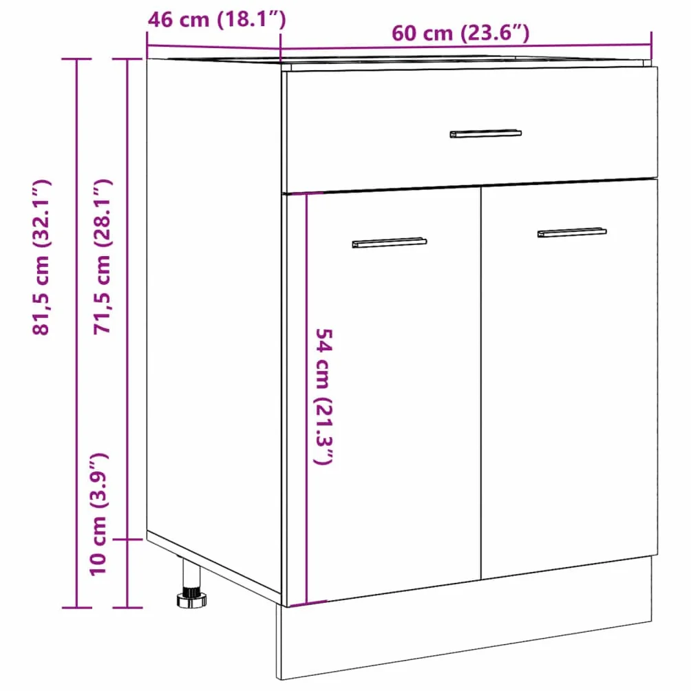 vidaXL Unterschrank Lyon Kollektion, Beton Grau, 60x46x81,5 cm, Holzwerkstoff, Badezimmer & Küche Aufbewahrung, Unterbeckenschrank, Wandmontierbar, Wohnaccessoire