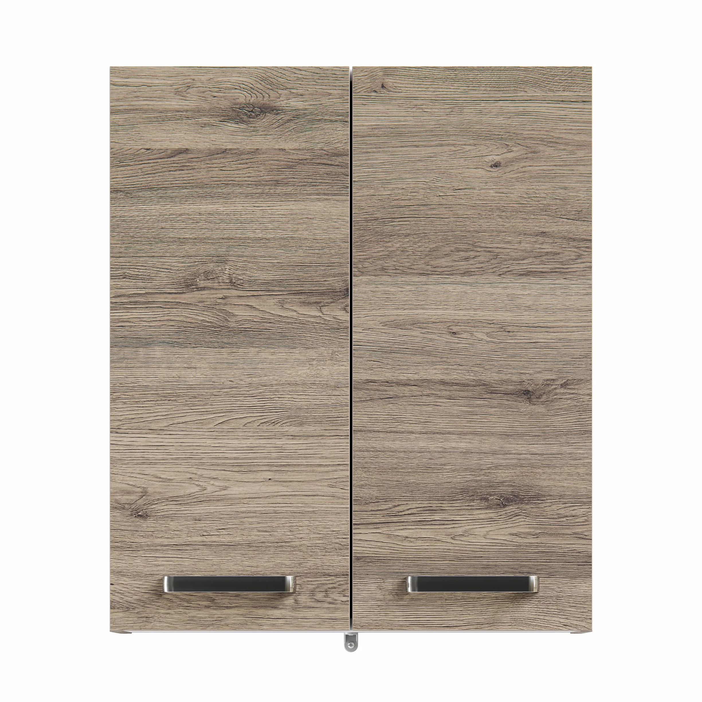Pelipal Badezimmer Hängeschrank Quickset 313 in Sanremo Eiche Terra quer Nachbildung, 60 cm breit | Bad Wandschrank mit 2 Türen und 2 Einlegeböden