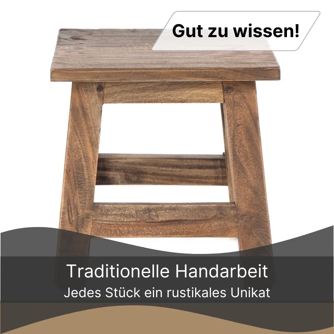 DESIGN DELIGHTS RUSTIKALER Vintage FUSSHOCKER PALO | 27,5x26x26cm (HxBxT), Mahagoni Recyclinholz | Holzhocker, Sitzhocker, Beistelltisch, Blumenhocker | Farbe: 01 Natur-Vintage