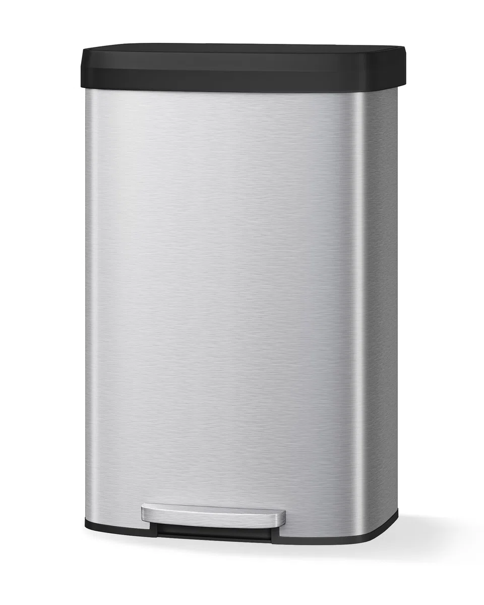 GarveeHome 80L Edelstahl Mülleimer mit Deckel, Tretmülleimer, Küche, rostfrei, Soft-Close Kunststoffdeckel