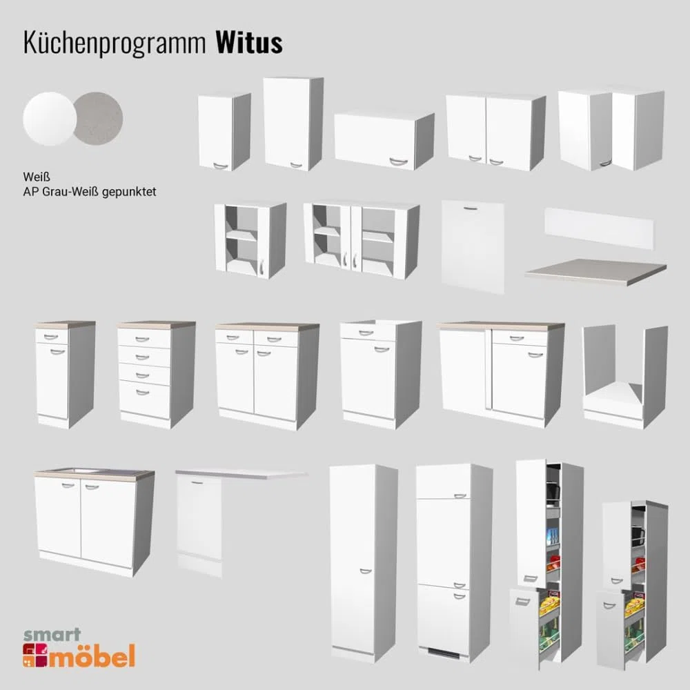Smart Möbel Witus Spülenunterschrank 50 cm in Weiß – Küchenunterschrank ohne Arbeitsplatte
