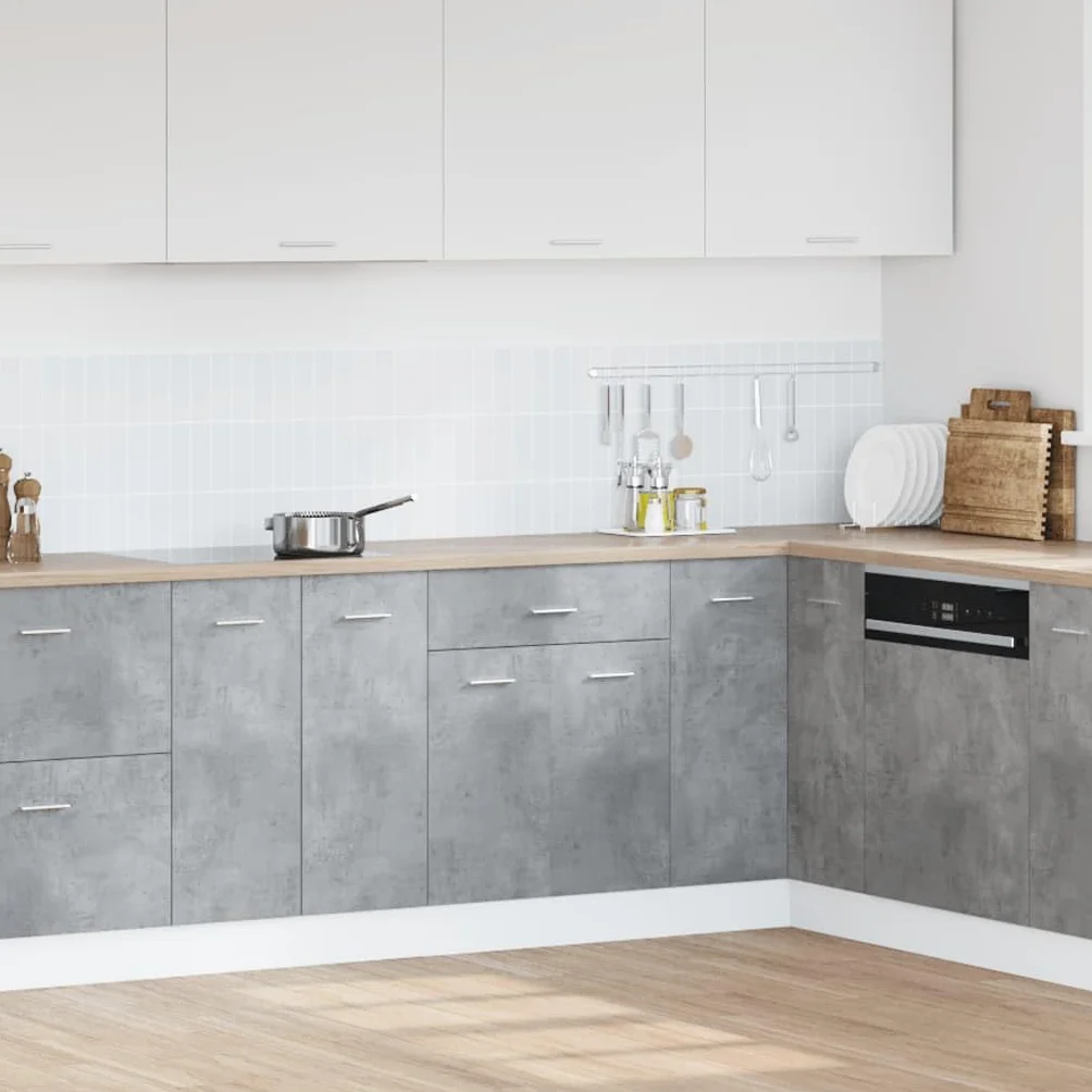 vidaXL Unterschrank Lyon Kollektion, Beton Grau, 60x46x81,5 cm, Holzwerkstoff, Badezimmer & Küche Aufbewahrung, Unterbeckenschrank, Wandmontierbar, Wohnaccessoire