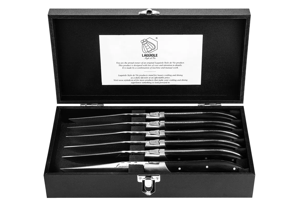 Laguiole Style de Vie Steakmesser Luxury Line, 6-teilig, Pakkaholz