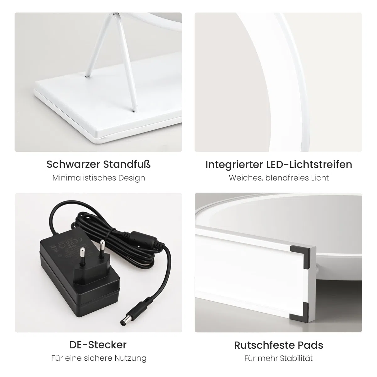 Heilmetz Schminkspiegel mit Beleuchtung Rund Φ48cm, LED Hollywood Spiegel mit Beleuchtung, Dimmbar 3 Lichtfarben, Touch Schalter, Makeup Kosmetikspiegel mit Licht - Weiß