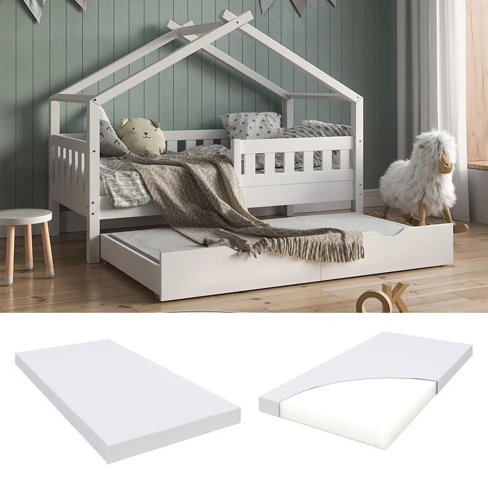 VitaliSpa Kindermatratze, Weiß, 80 x 150 cm H2 Härtegrad, geeignet für Kinderbetten und Jugendbetten, maschinenwaschbar