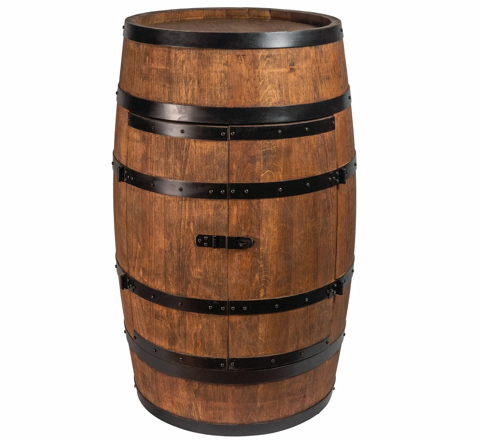 CREATIVE COOPER Weinfass Stehtisch mit Tür - Alkoholschrank Flaschenregal Holz Regale - Holzfass - Fassmöbel - Wine Rack - Wineregal - Weinbar - Fass bar mit Tür - Fassbar minibar 80Cm High (Wenge)