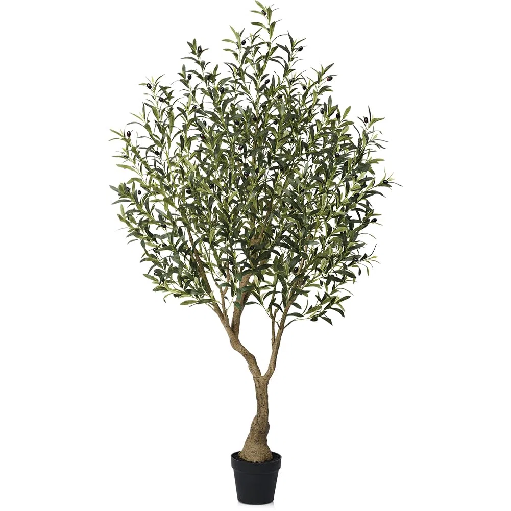 VeriNatural Olivenbaum Künstlich Kunstpflanze 180cm Fake Plant Kunststoffpflanzen Künstlicher Pflanzen – 1638 Blätter & 84 Oliven UV-beständig Stabiler Topf – Deko für Wohnzimmer Balkon Büro