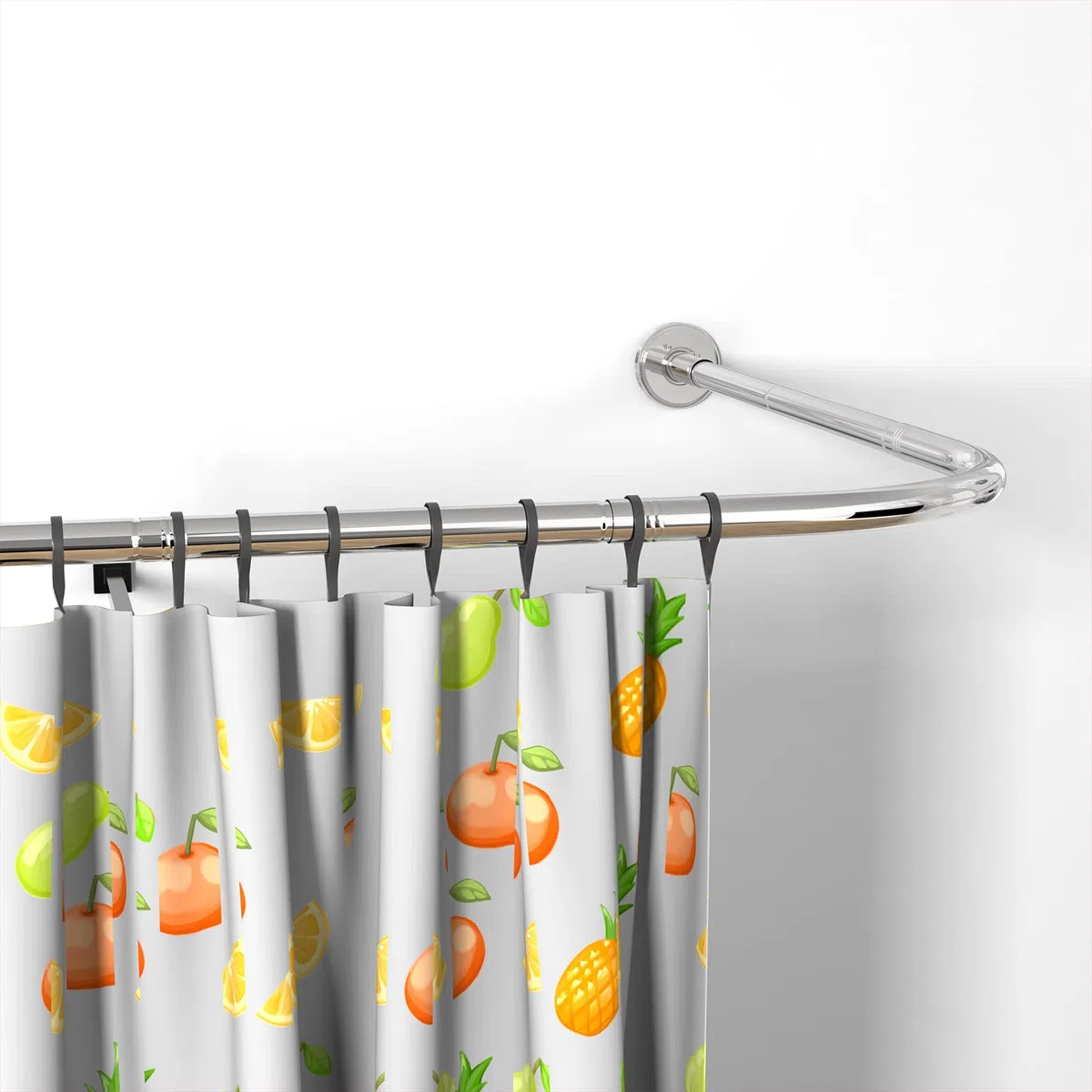 Duschvorhangstange L Form Bohren,Edelstahl Verstellbare Duschstange für Duschvorhang,Duschstange Ecke 75-170cm mit 24 Duschvorhangringe,Eckduschstange für Badezimmer Badewanne Umkleidekabine