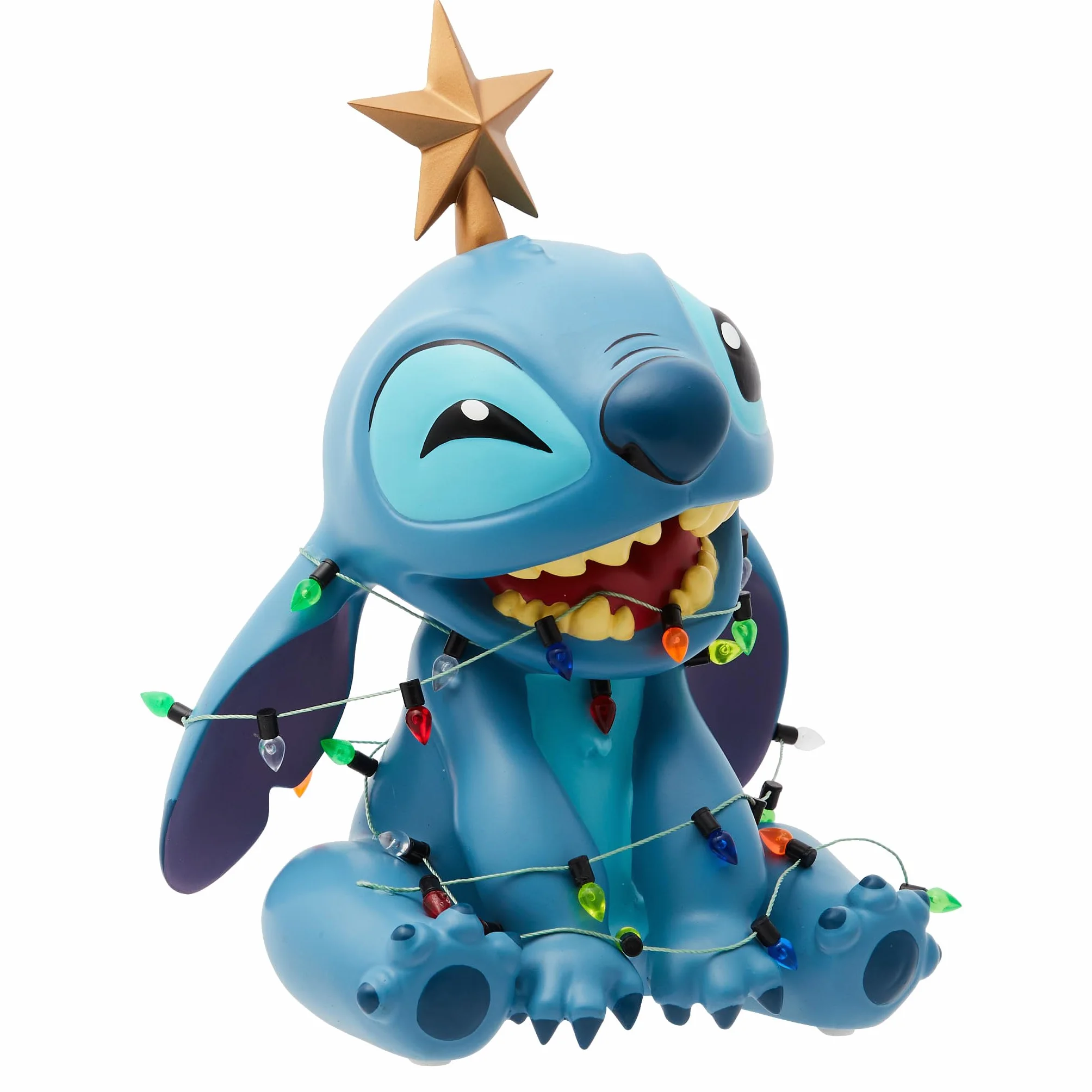 Enesco Disney Showcase Stitch Wrapped in Christmas Lights Figur, 19,1 cm, Mehrfarbig