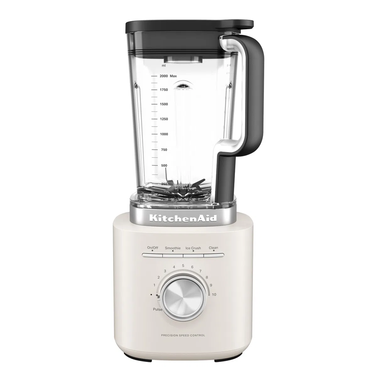 KitchenAid Pure Power Standmixer, 2L BPA-Freier Behälter, 10 Geschwindigkeiten, Eis- & Smoothie-Programm, Asymmetrische Edelstahlklingen, Druckguss-Metallbasis, Porzellanweiß