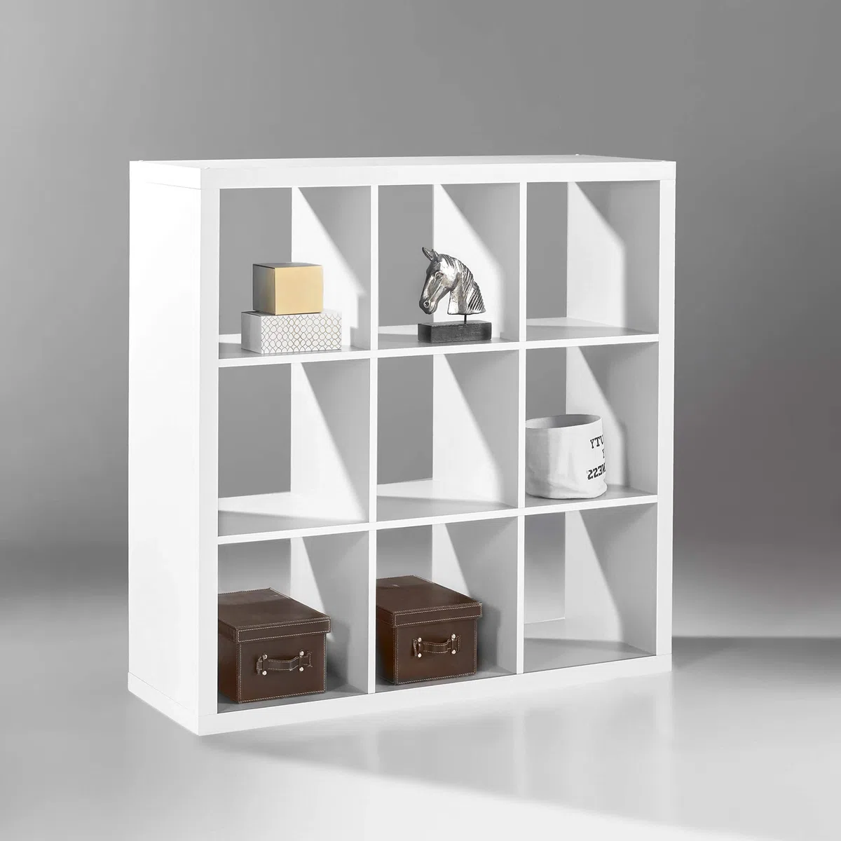 STYLE Modernes Würfelregal Weiß, ideal für Faltboxen - Praktisches Raumteiler Regal mit offenen Fächern - 112 x 112 x 38 cm (B/H/T)